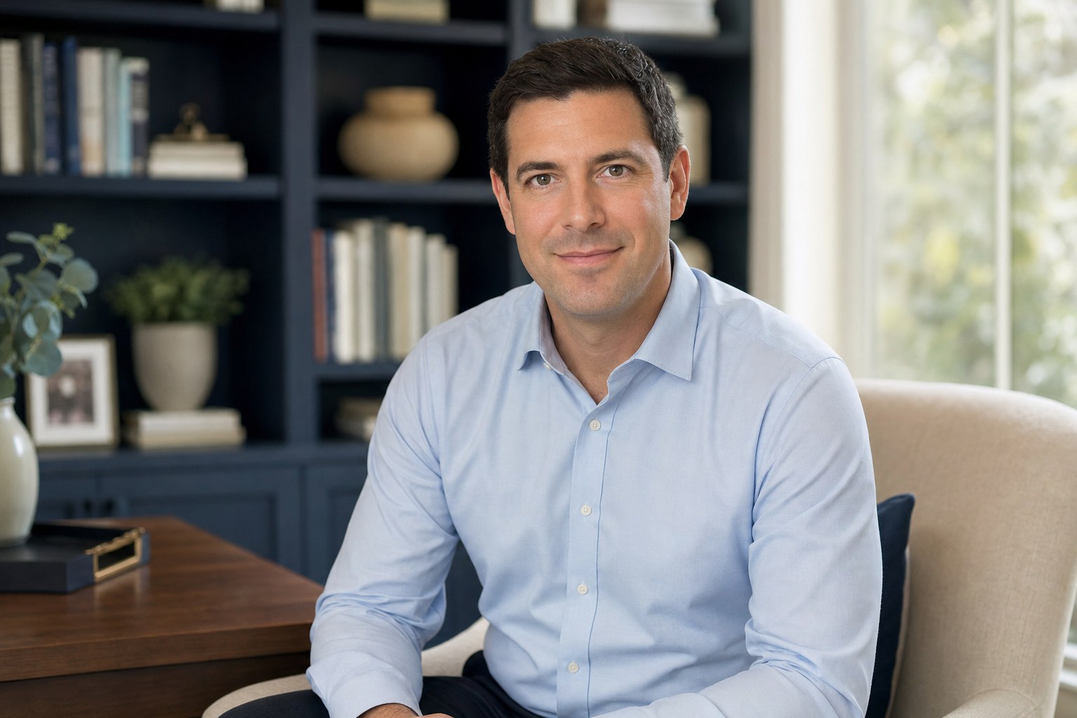 Jonah Pruett in a bright private office